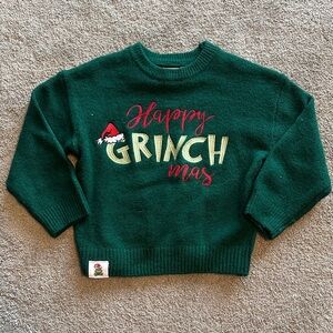 Zara Green 'Happy Grinch-mas' Holiday Sweater with Red and Gold Accents